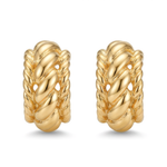 Pair of gold hoop earrings on a white background