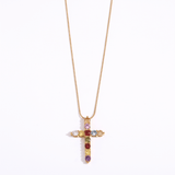 Thea Multicolor Cross Necklace