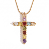 Thea Multicolor Cross Necklace
