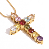 Thea Multicolor Cross Necklace