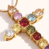 Thea Multicolor Cross Necklace