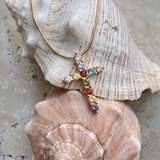 Thea Multicolor Cross Necklace