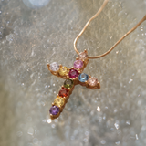 Thea Multicolor Cross Necklace