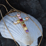 Thea Multicolor Cross Necklace