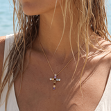 Thea Multicolor Cross Necklace