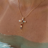 Thea Multicolor Cross Necklace